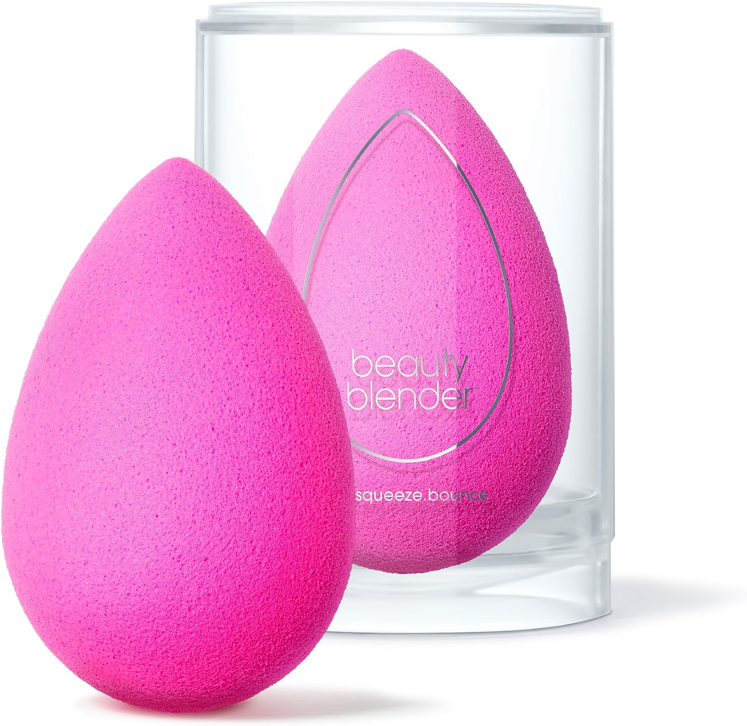 Beautyblender Original pink makeup sponge in product packaging