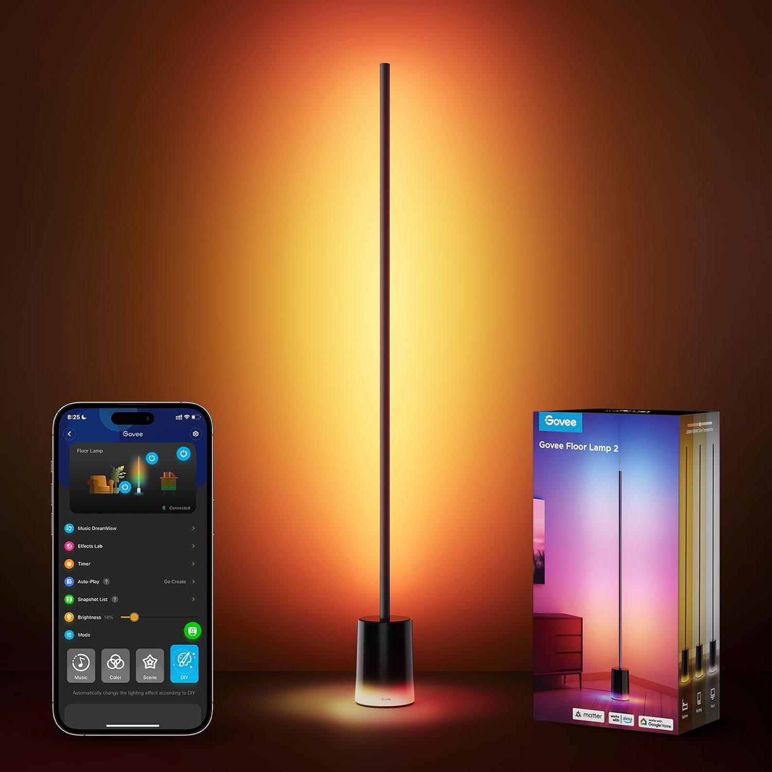 Govee Floor Lamp 2 RGBIC smart floor lamp in black