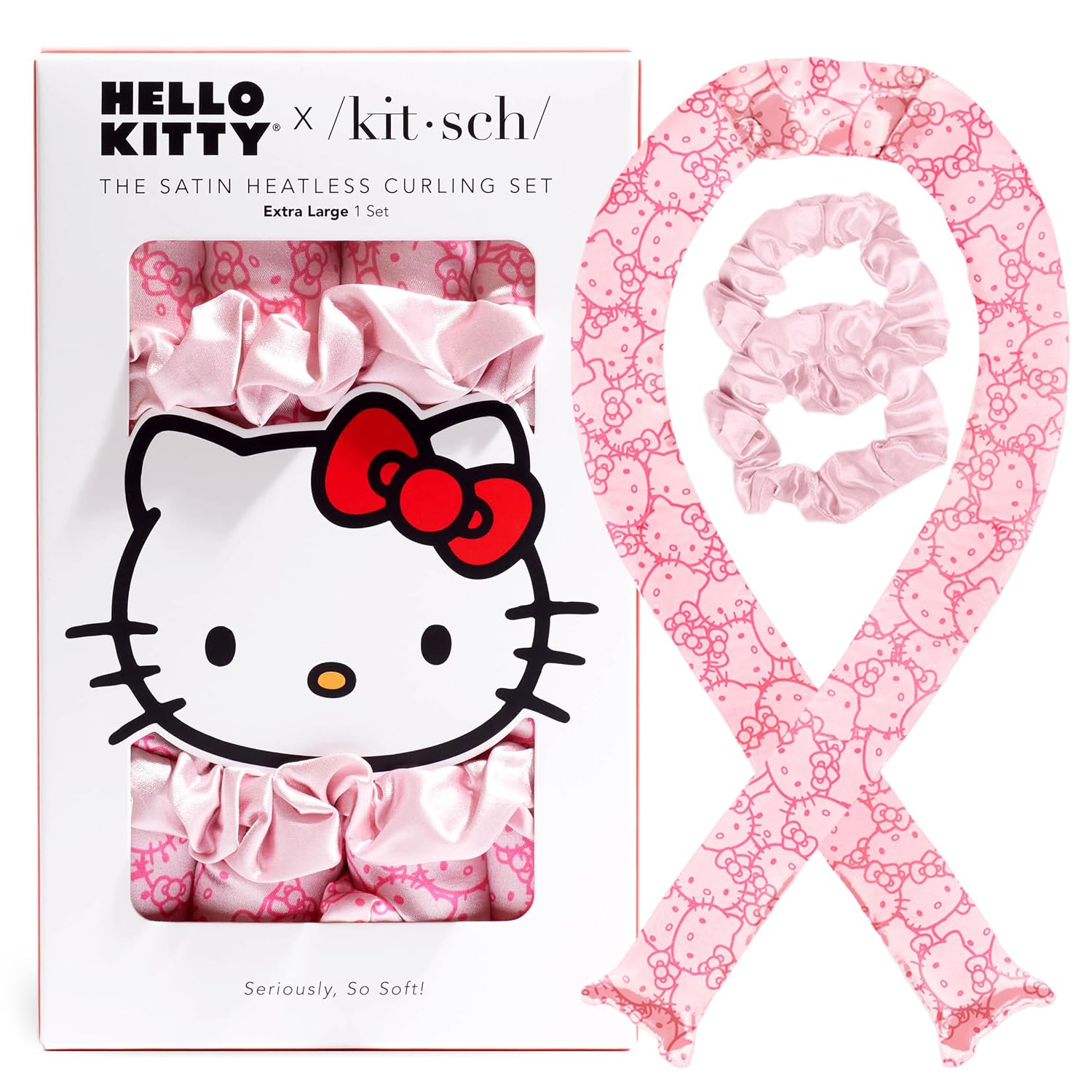 Hello Kitty x Kitsch heatless curls overnight set in pink print