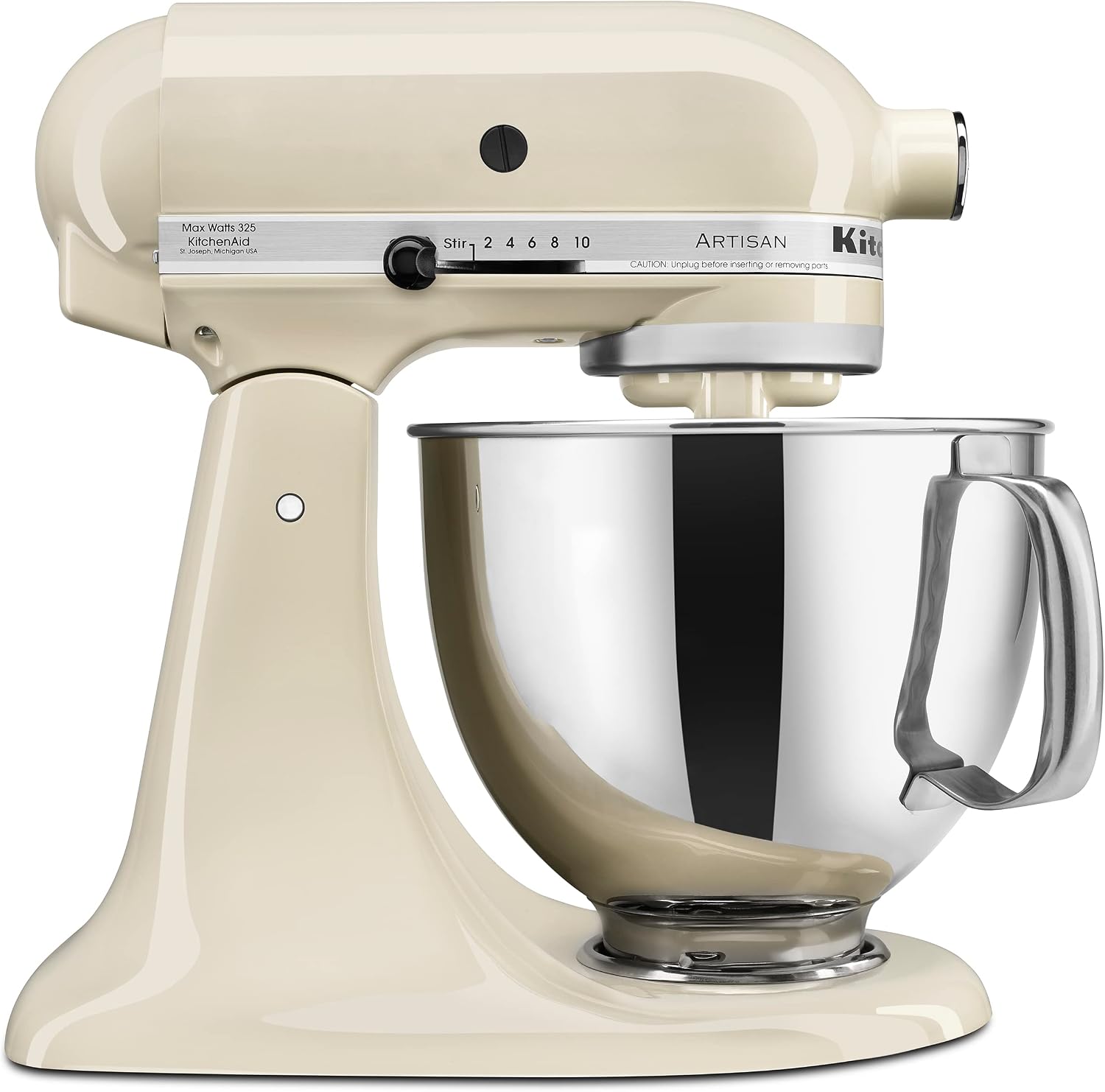 KitchenAid Artisan five-quart stand mixer in Almond Cream