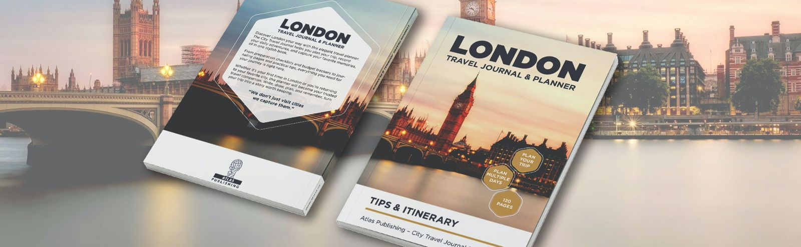 London Travel Journal and Planner shown against the London skyline