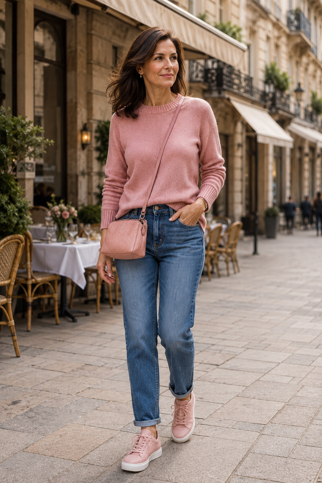 Pink Casual outfit in a Pink Dramatic editorial setting