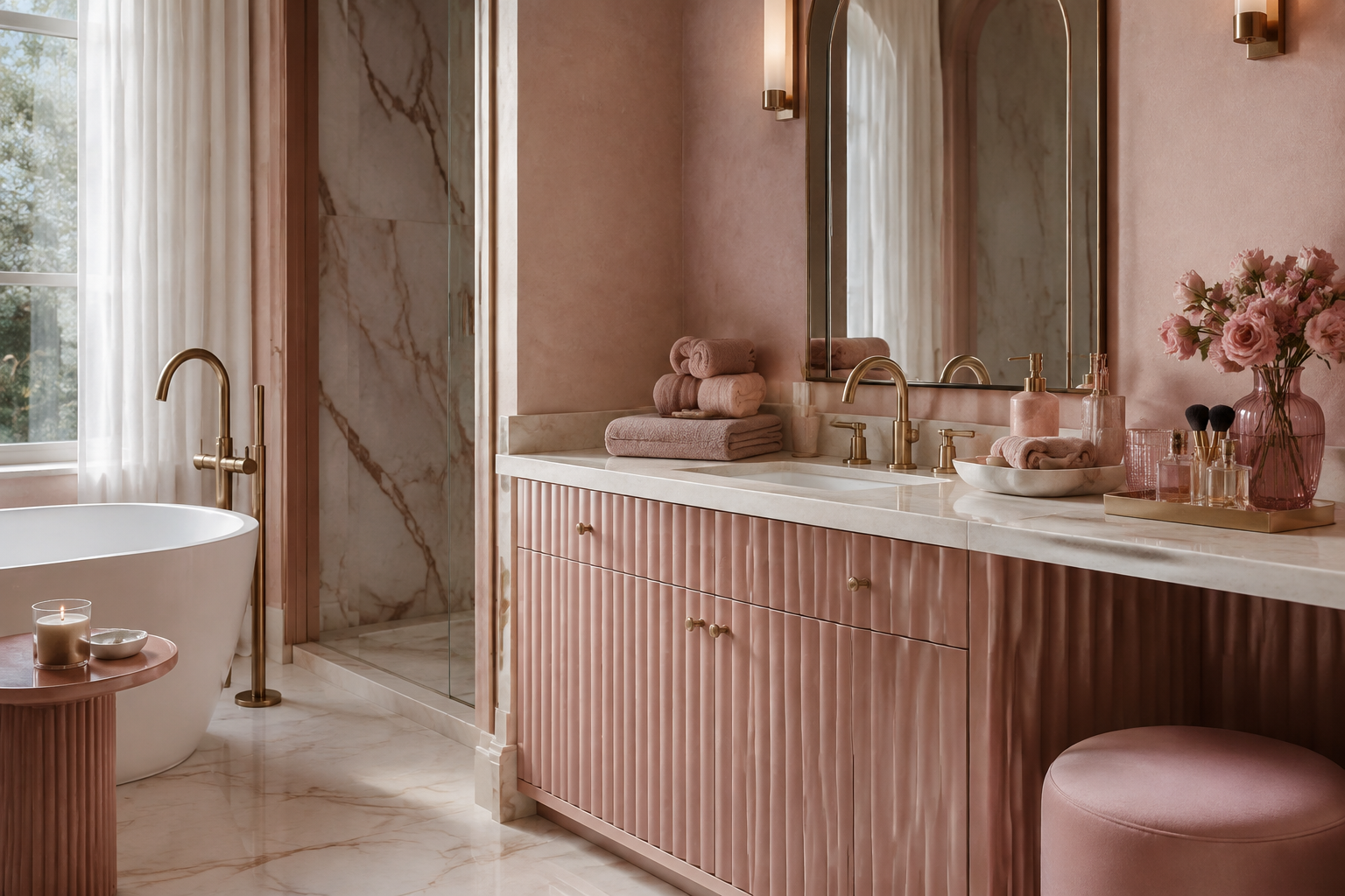 Pink Bathroom styled with sophisticated pink details