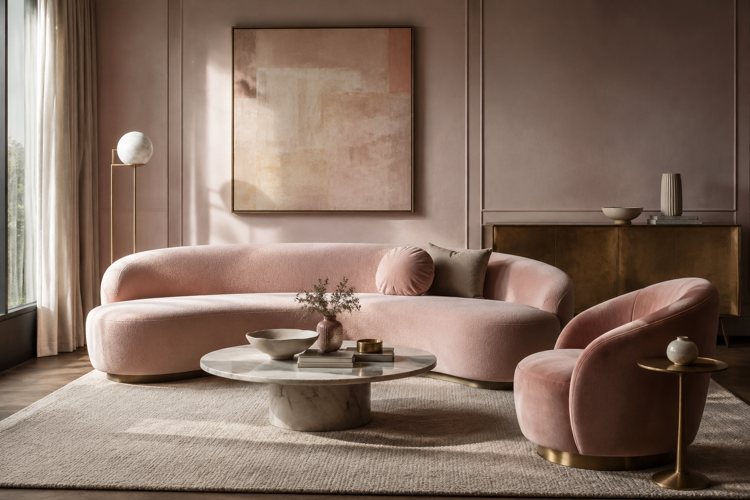 Pink Living styled with sophisticated pink details