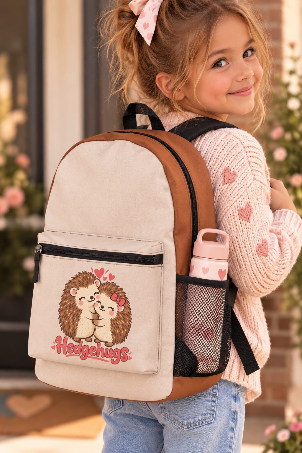Personalized Hedgehog Hugs kids backpack-pinkdramatic.com-pink dramatic-pink dramatic personalized gifts