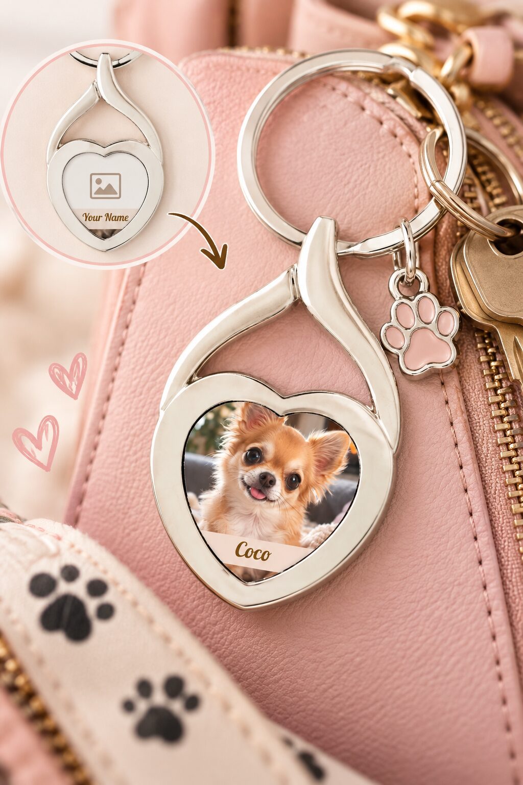 pink dramatic personalized dog keychain-pinkdramatic.com-pink dramatic personalized gifts
