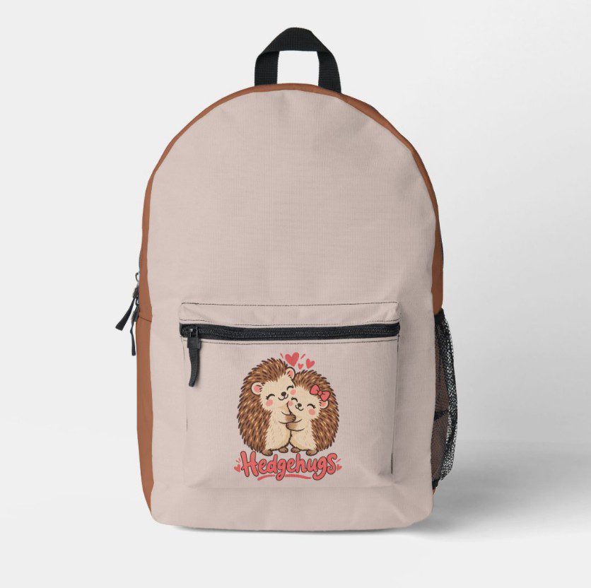 Bags & Accessories - Pink Dramatic personalized gifts for you Cute Hedgehog Hugs Printed Backpack-pink bags-pink schoolbag-brown backpack-toddler backpack - Pink bags