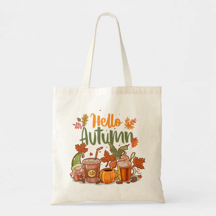 Bags & Accessories - Pink Dramatic personalized gifts for you Hello Autumn Pumpkin Spice Fall Tote Bag- pink bags-pink gifts-tote bags autumn - Pink bags