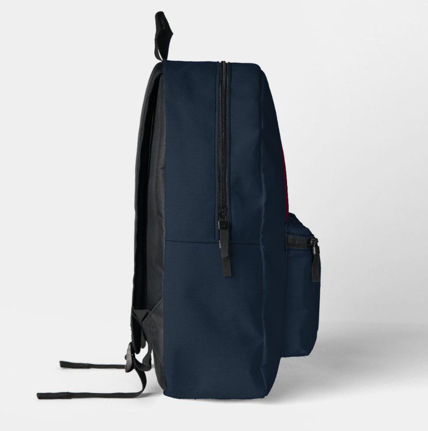 University Style Monogram Navy Blue Backpack - Pink Dramatic personalized gifts for you Navy red university backpack left-blue school backpack