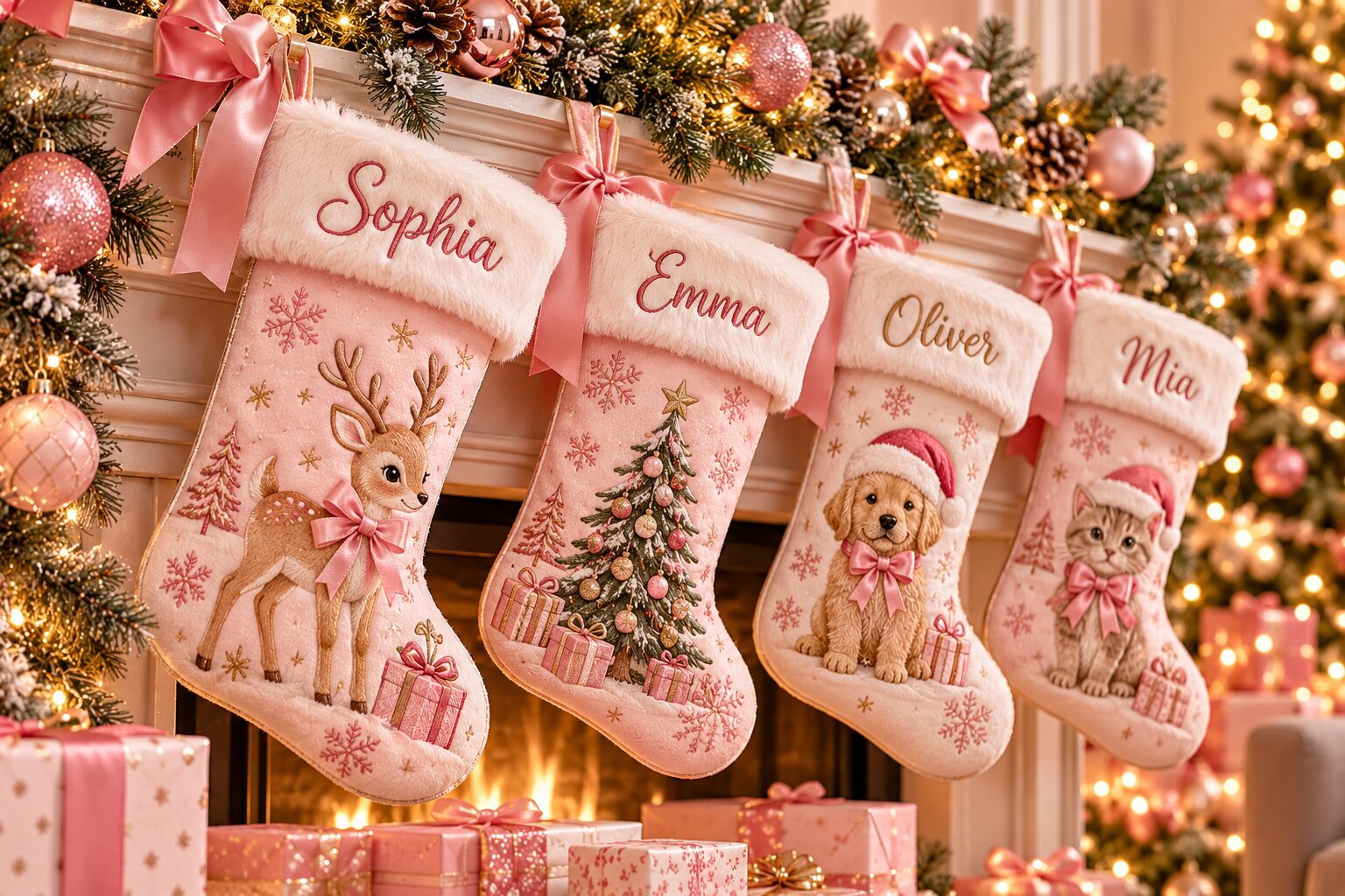 Personalized Christmas stockings - Pink Dramatic personalized gifts for you Personalized Christmas stockings- pink dramatic christmas gifts - personalized christmas products