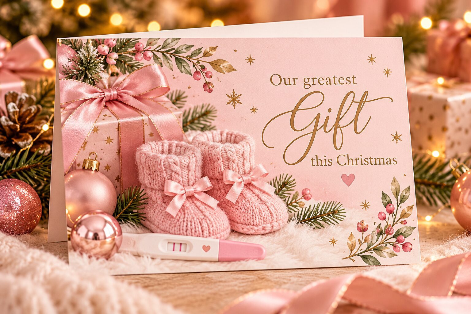 Pregnancy christmas card - Pink Dramatic personalized gifts for you Personalized pregnancy Christmas card - pink dramatic - pink dramatic gifts