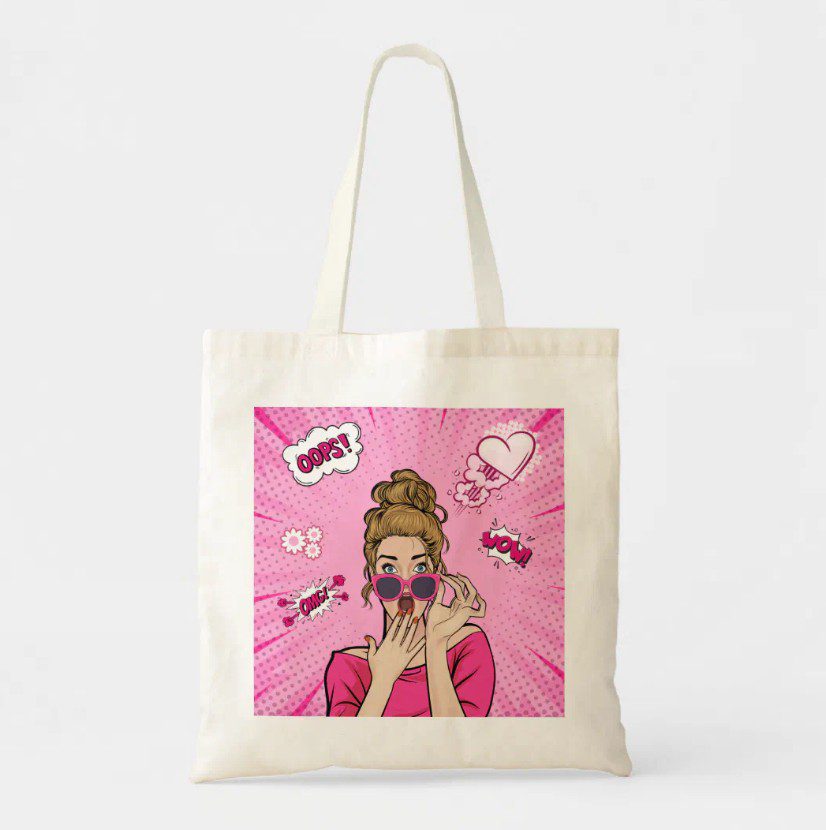Bags & Accessories - Pink Dramatic personalized gifts for you Pop Art Glam Girl Comic Tote Bag-hot pink bag-pink bags-pink gifts-tote bags comic - Pink bags