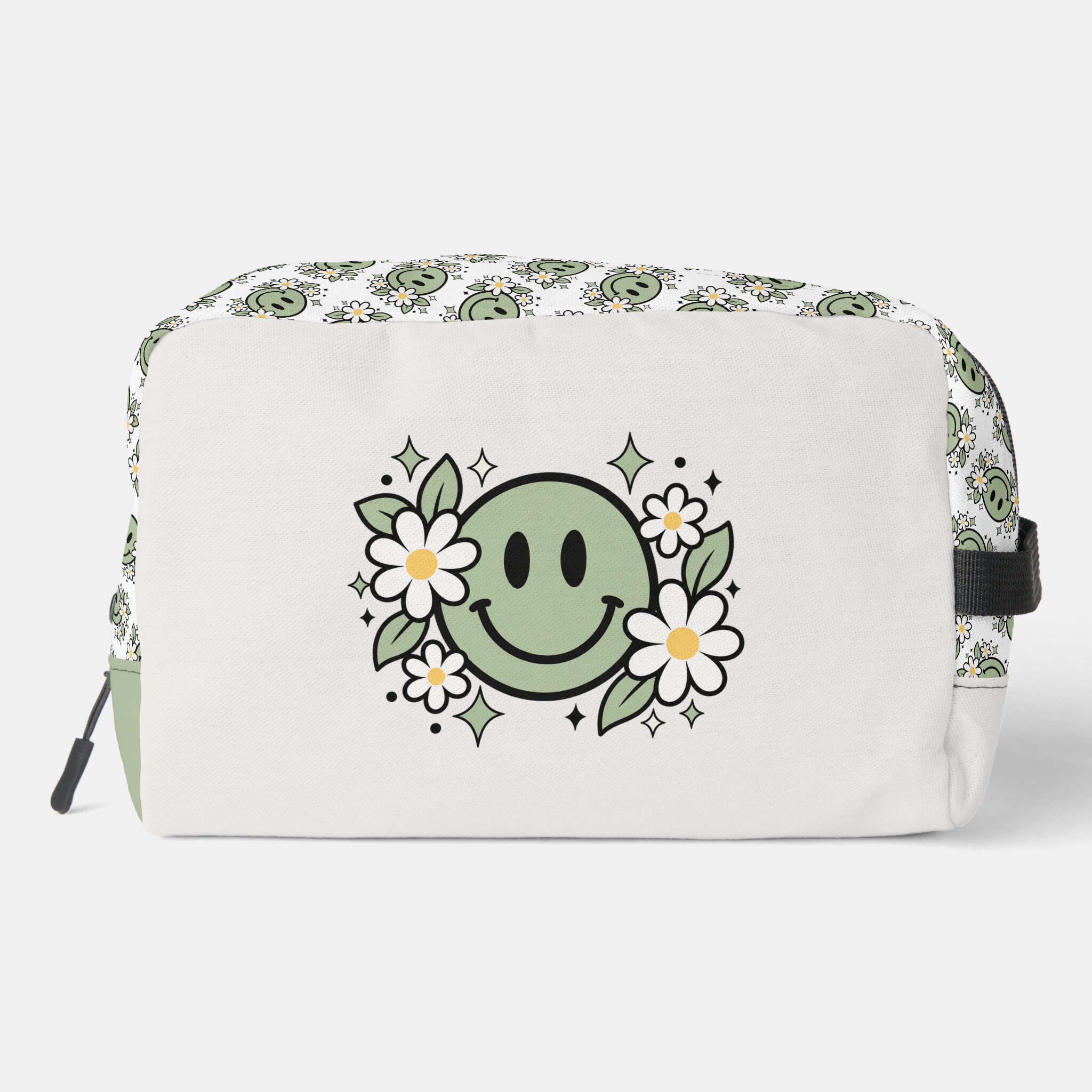 Bags & Accessories - Pink Dramatic personalized gifts for you Cute Sage Green Smiley Face Daisy Floral Toiletry Dopp Kit-pink gifts-pink gifts-personalized gift ideas-school zipper- Pink bags