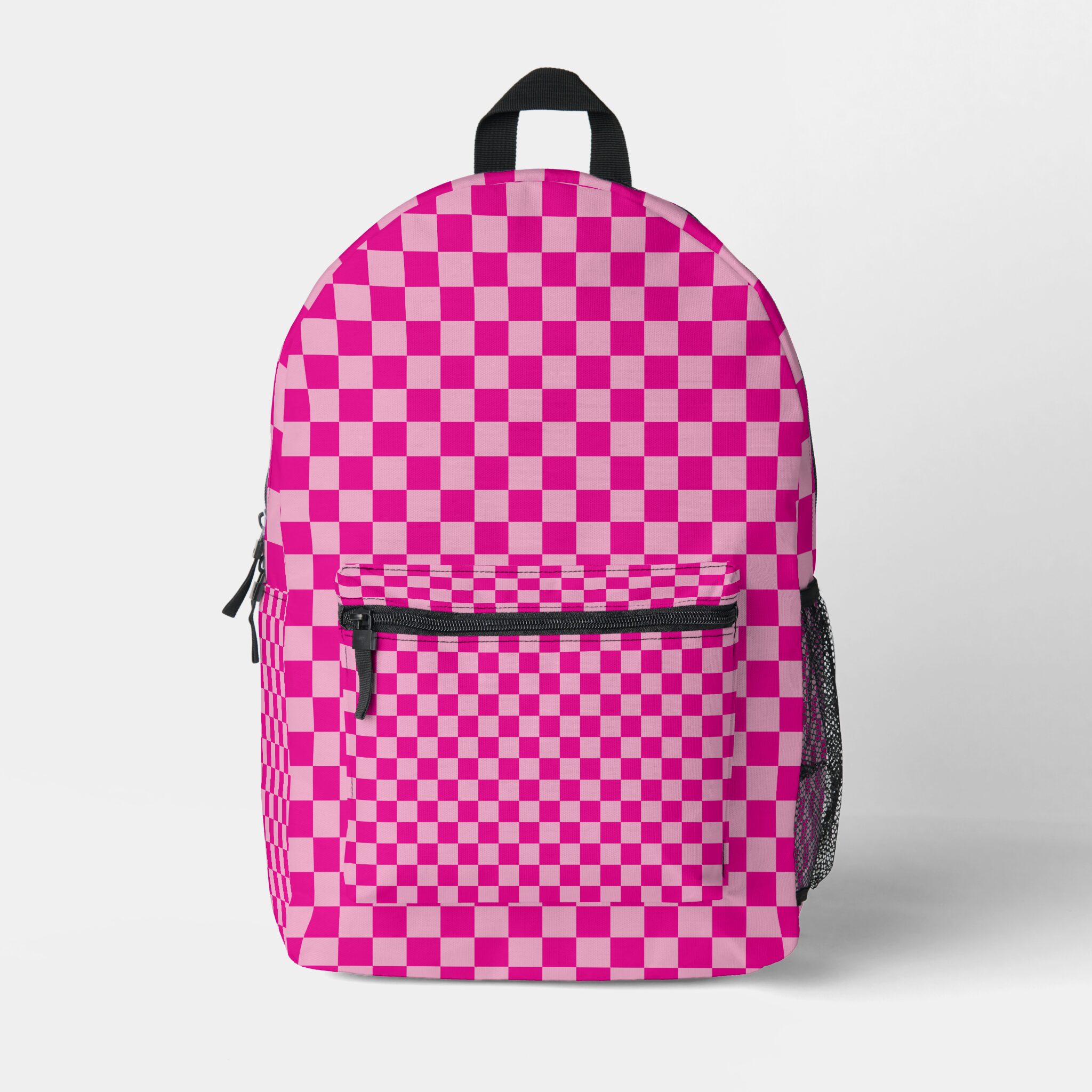 Bags & Accessories - Pink Dramatic personalized gifts for you Hot Pink and Light Pink Retro Checkerboard Pattern Printed Backpack-pink gifts-pink backpacks-personalized gift ideas- custom backpacks - Pink bags