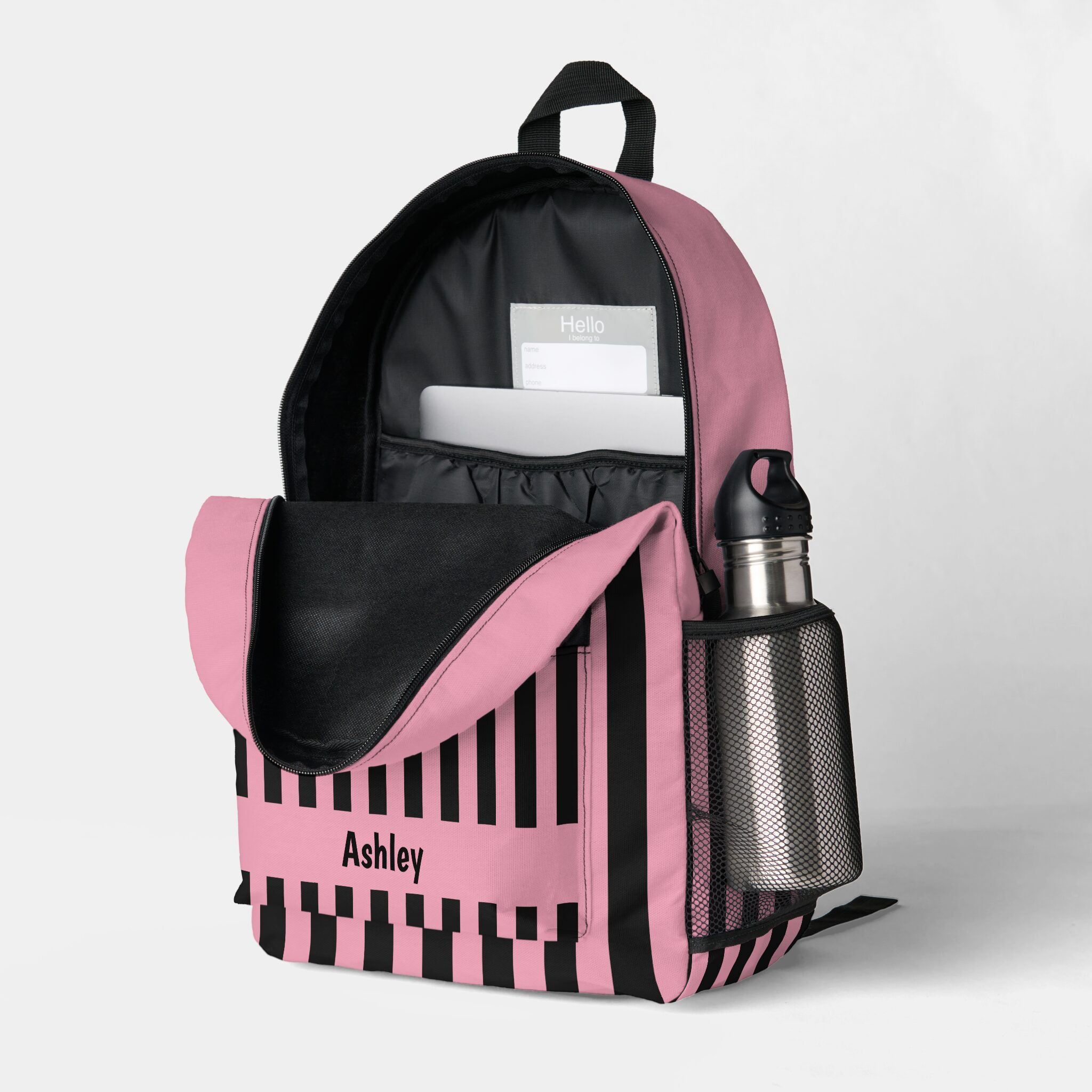 kawaii striped backpack-personalized backpacks for girl-pink backpacks for girl-kawaii backpack-pink dramatic backpack