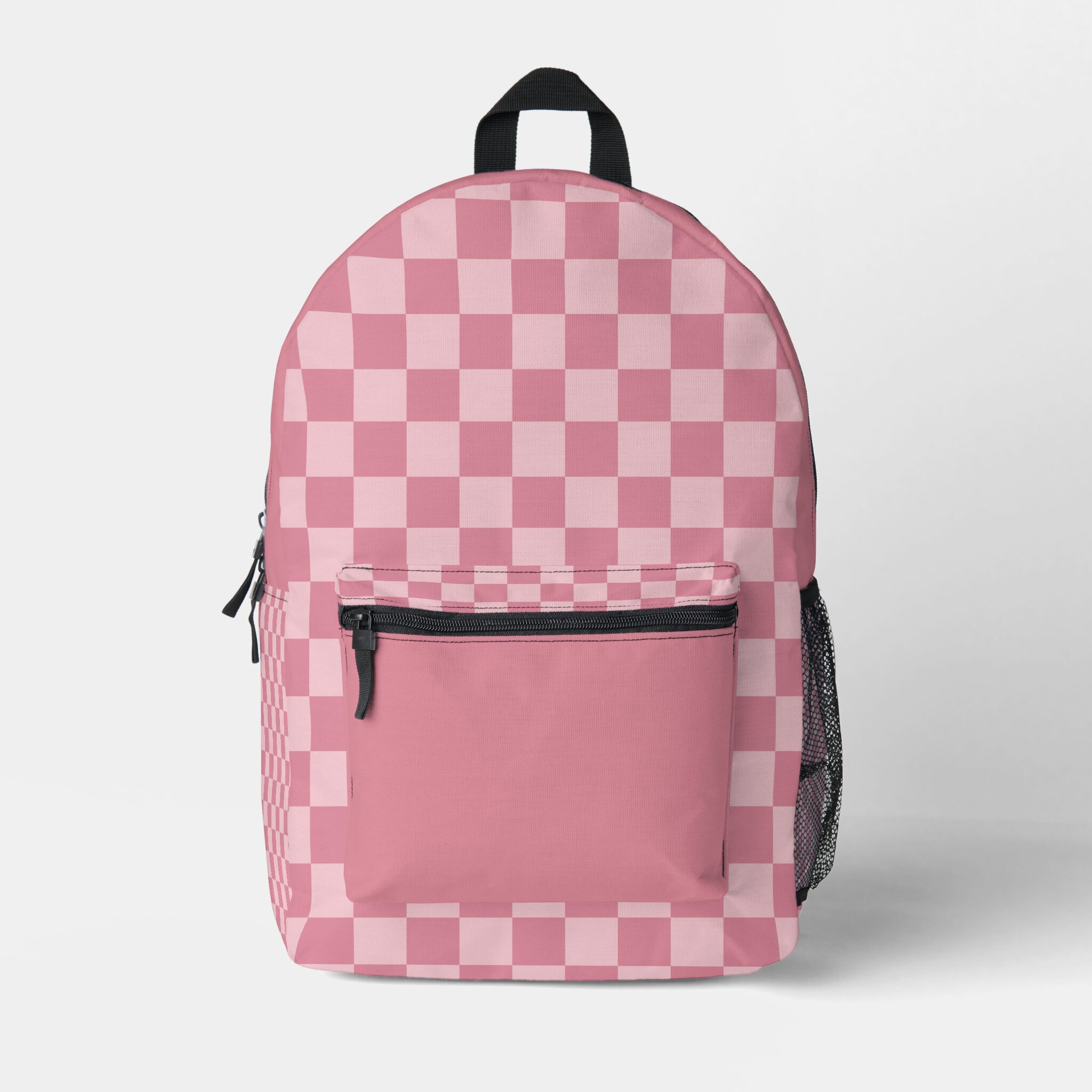 Bags & Accessories - Pink Dramatic personalized gifts for you pink dramatic Dusty Rose Pink Checkerboard Printed Backpack (Front)-pink gifts-pink backpacks-personalized gift ideas- custom backpacks - Pink bags