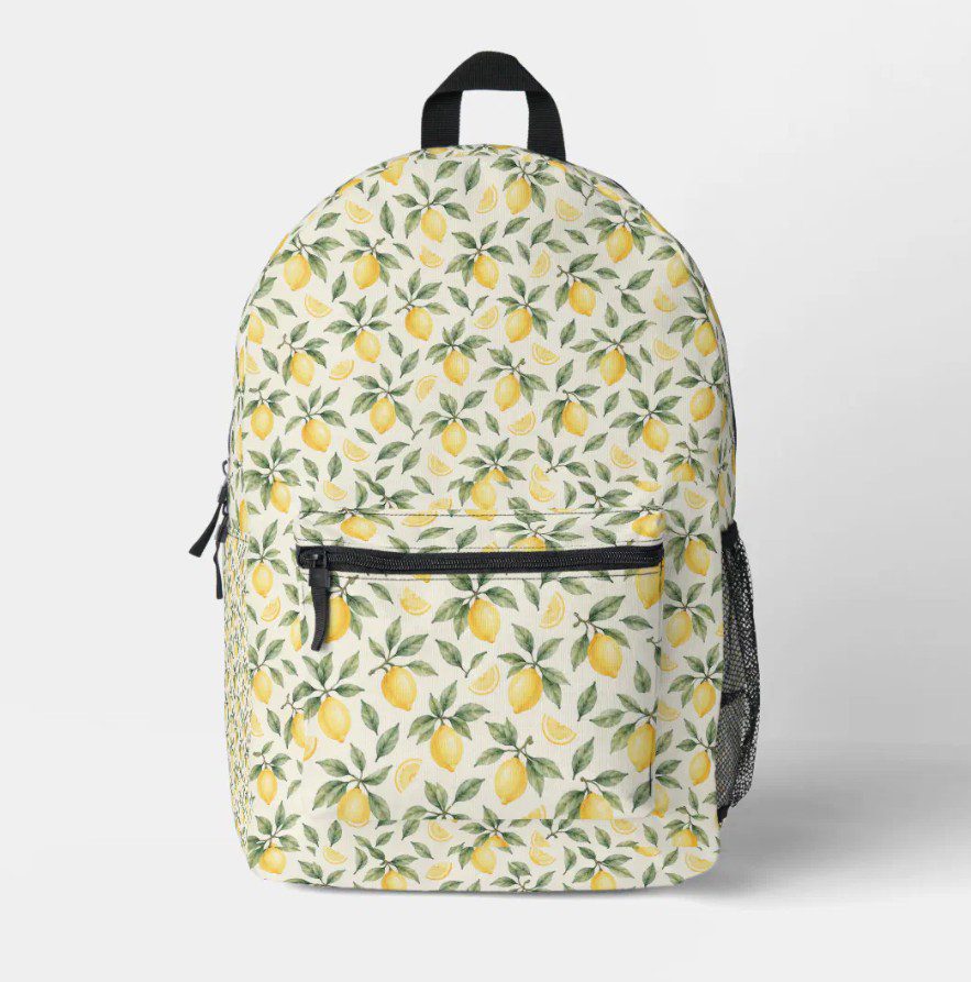 Bags & Accessories - Pink Dramatic personalized gifts for you Colorful watercolor lemon printed backpack by Pink Dramatic